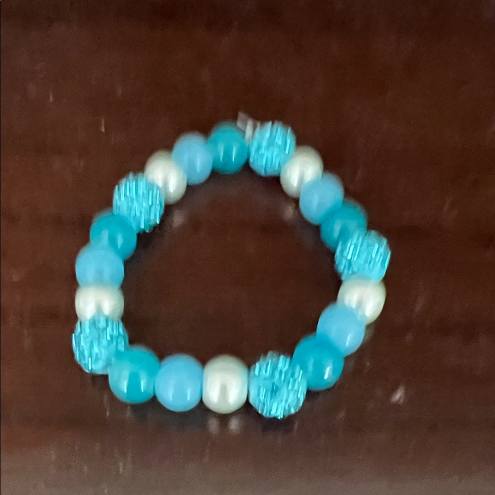 Blue and White Beaded Bracelet